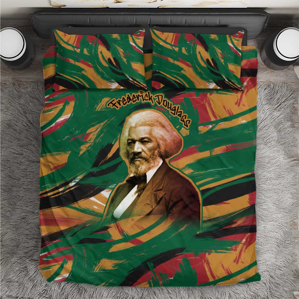 Frederick Douglass Bedding Set Green Abstract Design Civil Rights Leader Quote on Race and Humanity - Wonder Print Shop