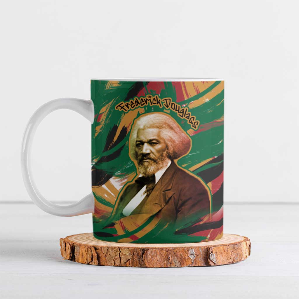 Frederick Douglass Ceramic Mug Green Abstract Design Civil Rights Leader Quote on Race and Humanity - Wonder Print Shop