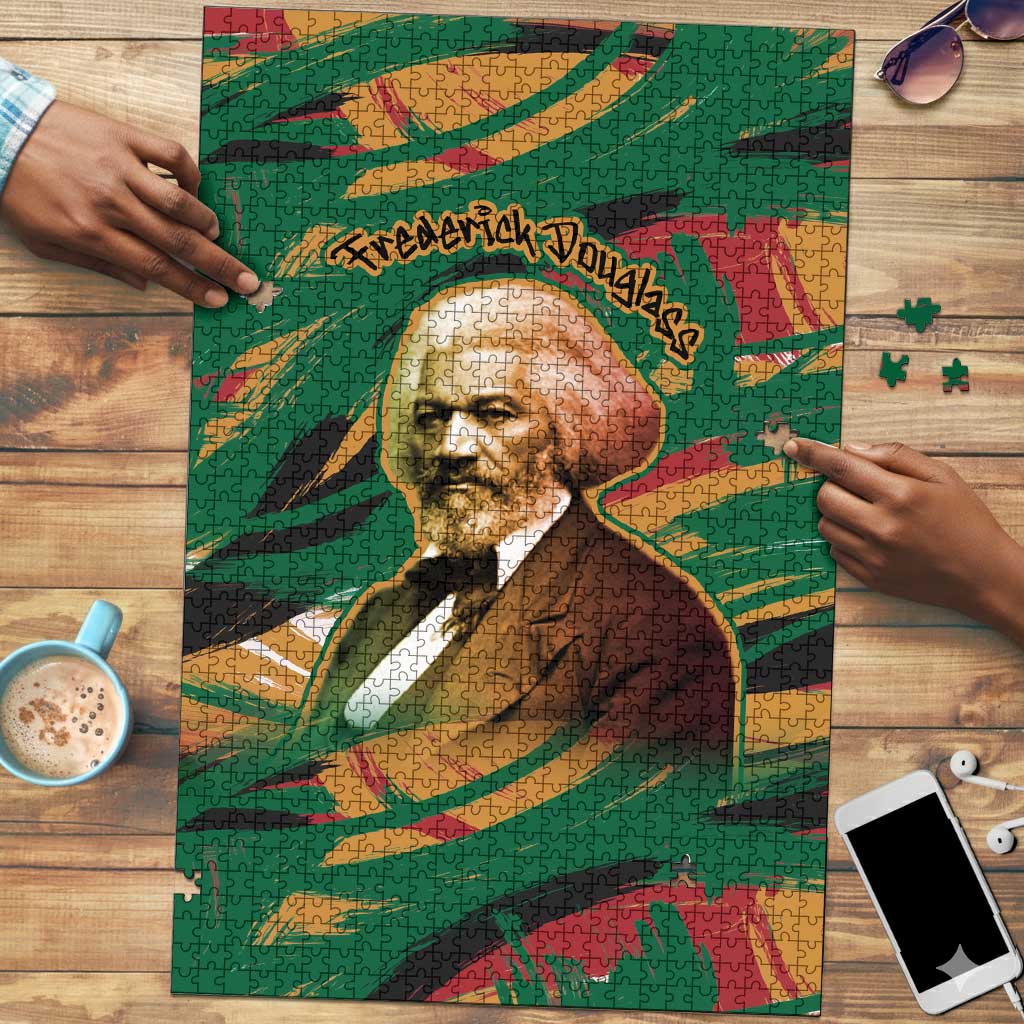 Frederick Douglass Puzzle Green Abstract Design Civil Rights Leader Quote on Race and Humanity - Wonder Print Shop