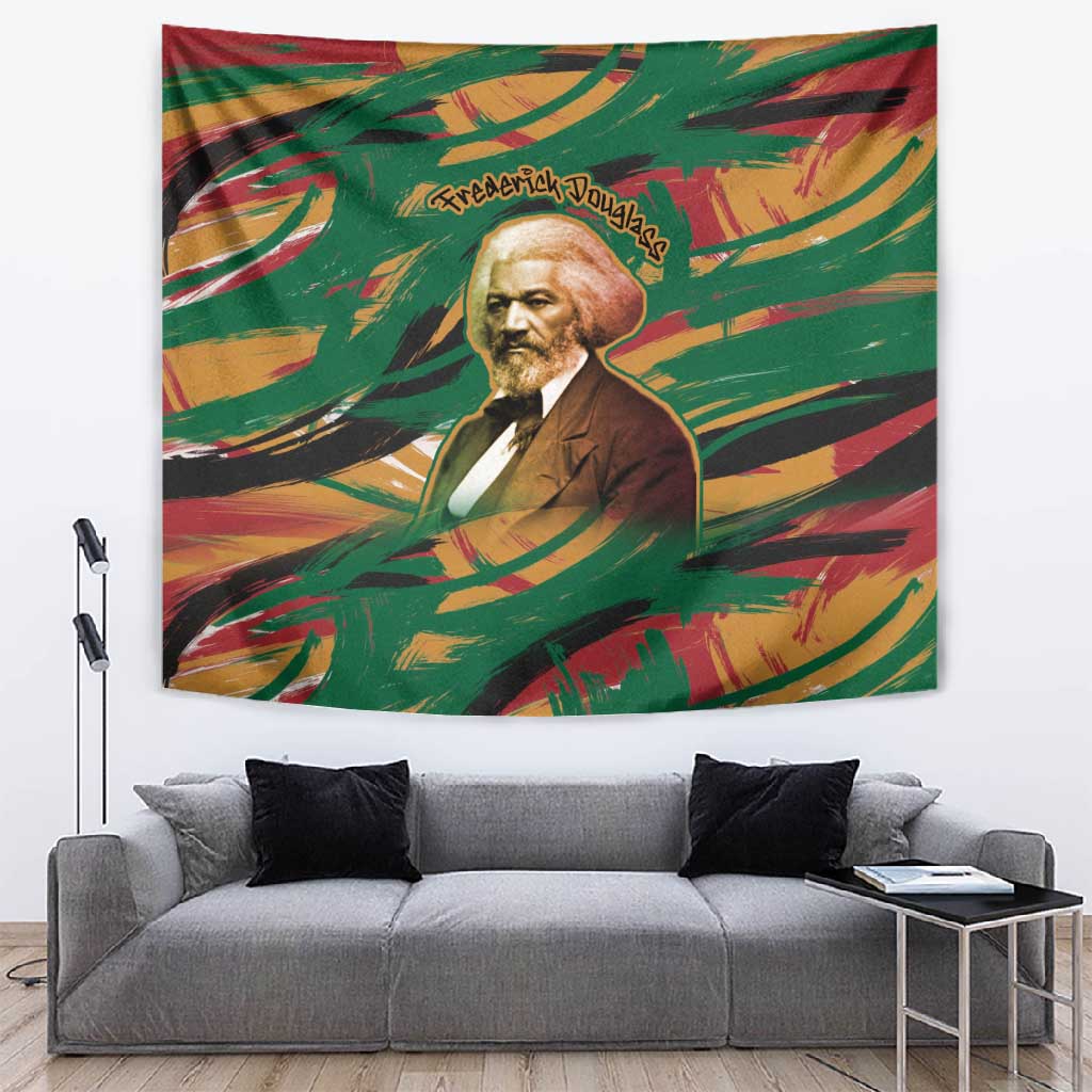 Frederick Douglass Tapestry Green Abstract Design Civil Rights Leader Quote on Race and Humanity - Wonder Print Shop