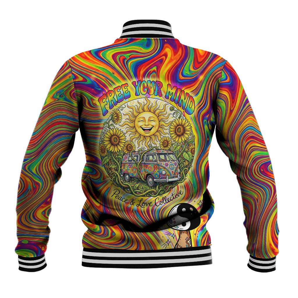 Free Your Mind Peace Love Collective Baseball Jacket Psychedelic Hippie Vibes