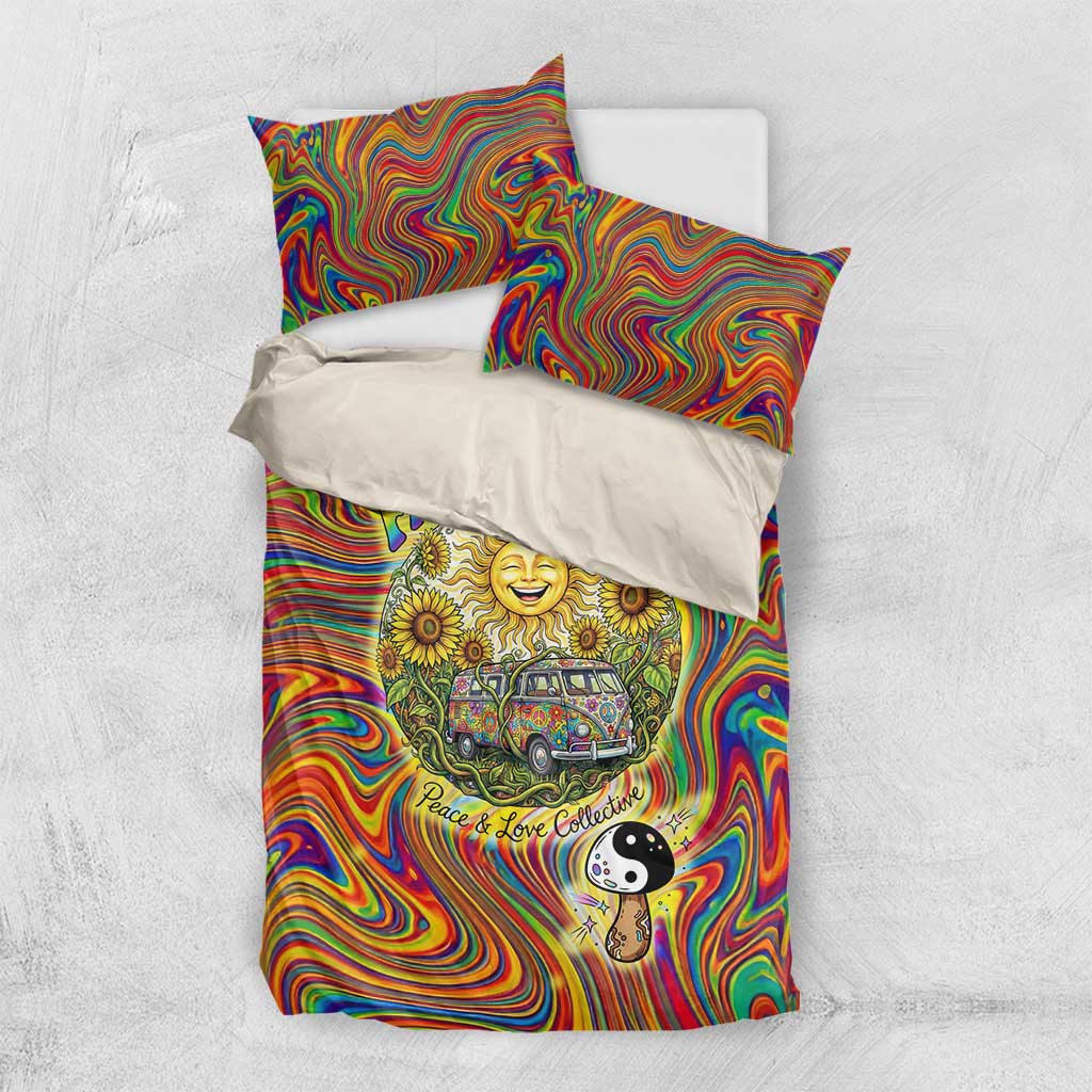 Free Your Mind Peace Love Collective Bedding Set Psychedelic Hippie Vibes
