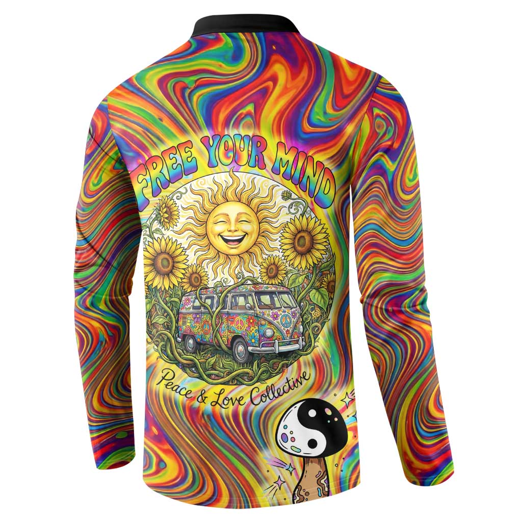 Free Your Mind Peace Love Collective Button Sweatshirt Psychedelic Hippie Vibes