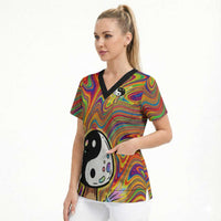 Free Your Mind Peace Love Collective Scrub Top Psychedelic Hippie Vibes