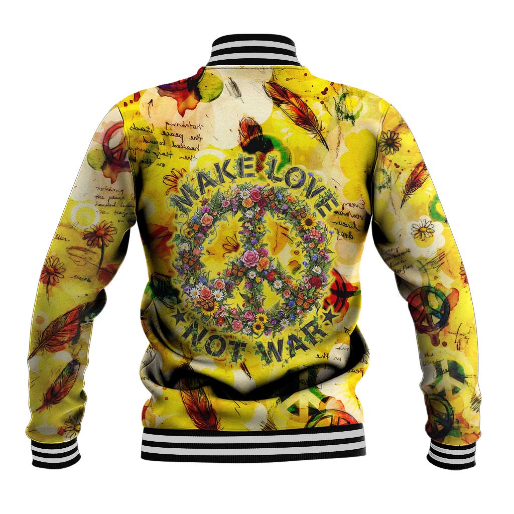 Make Love Not War Baseball Jacket Hippie Flower Power Revolution