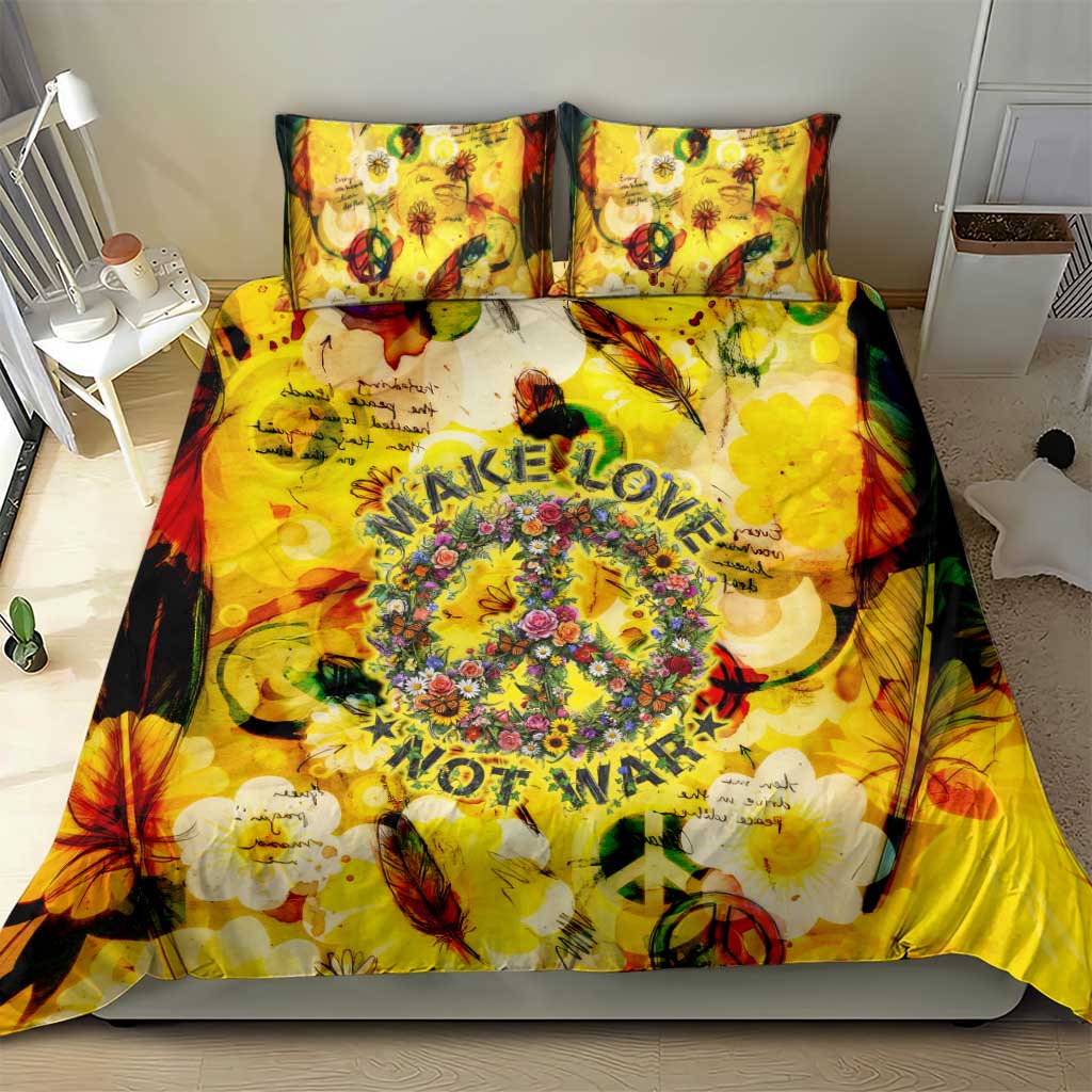Make Love Not War Bedding Set Hippie Flower Power Revolution