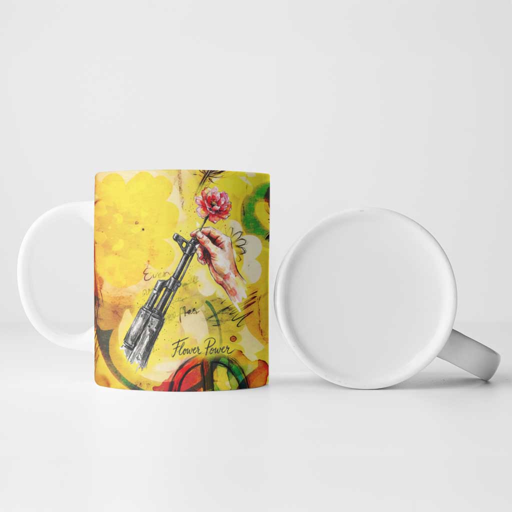 Make Love Not War Ceramic Mug Hippie Flower Power Revolution