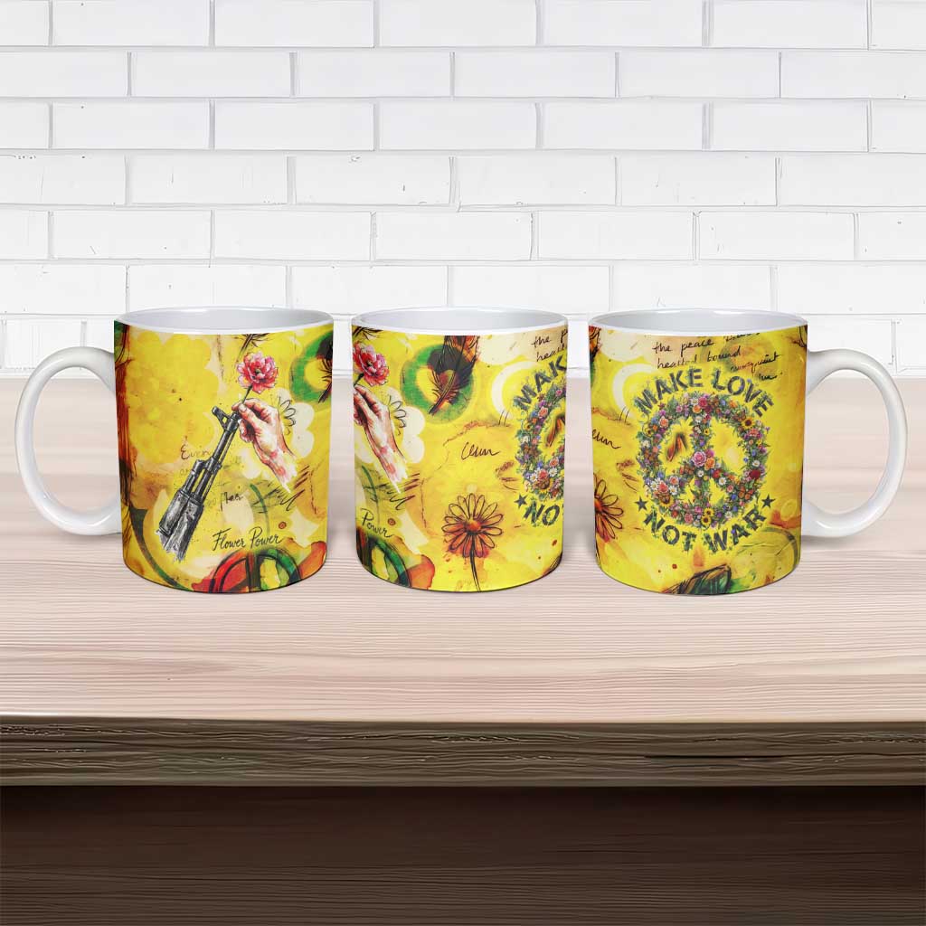 Make Love Not War Ceramic Mug Hippie Flower Power Revolution