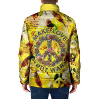 Make Love Not War Padded Jacket Hippie Flower Power Revolution