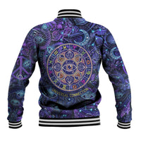 Universal Connection Zodiac Baseball Jacket Cosmic Eye and Sacred Om Vibration