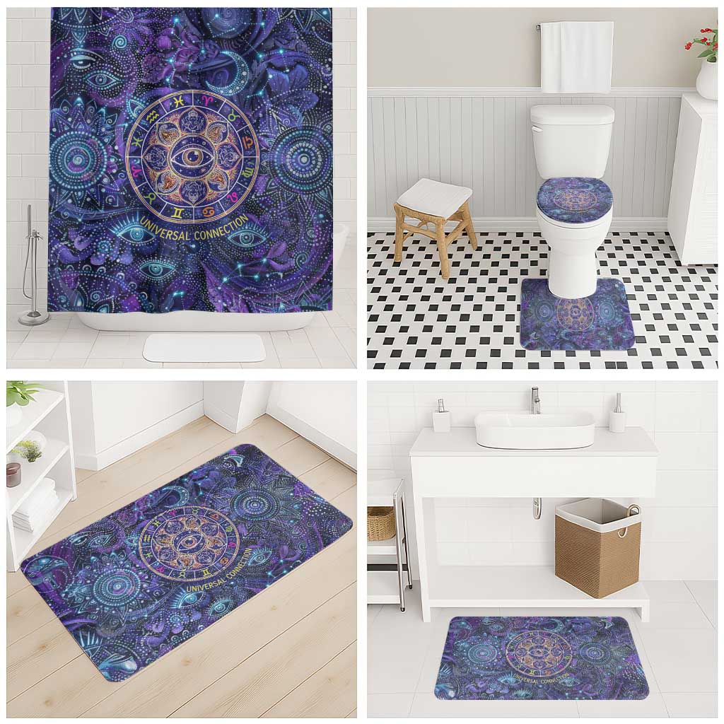 Universal Connection Zodiac Bathroom Set Cosmic Eye and Sacred Om Vibration