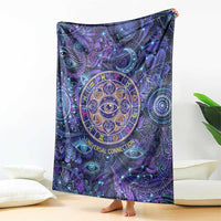 Universal Connection Zodiac Blanket Cosmic Eye and Sacred Om Vibration