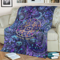 Universal Connection Zodiac Blanket Cosmic Eye and Sacred Om Vibration