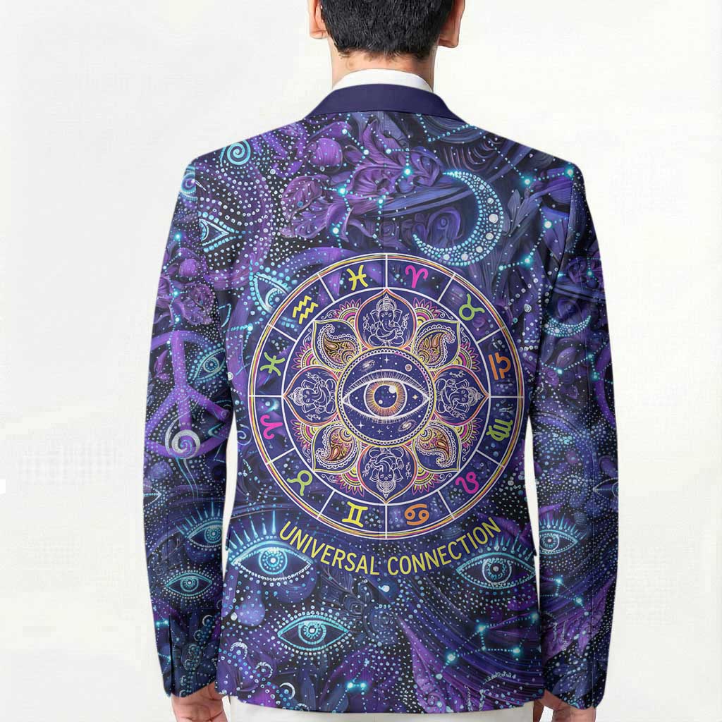 Universal Connection Zodiac Blazer Cosmic Eye and Sacred Om Vibration