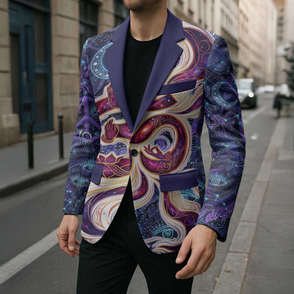 Universal Connection Zodiac Blazer Cosmic Eye and Sacred Om Vibration