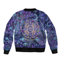 Universal Connection Zodiac Bomber Jacket Cosmic Eye and Sacred Om Vibration