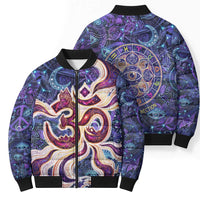 Universal Connection Zodiac Bomber Puffer Jacket Cosmic Eye and Sacred Om Vibration