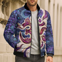 Universal Connection Zodiac Bomber Puffer Jacket Cosmic Eye and Sacred Om Vibration