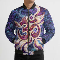 Universal Connection Zodiac Bomber Puffer Jacket Cosmic Eye and Sacred Om Vibration