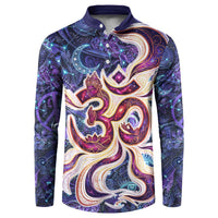 Universal Connection Zodiac Button Sweatshirt Cosmic Eye and Sacred Om Vibration