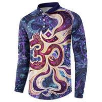 Universal Connection Zodiac Button Sweatshirt Cosmic Eye and Sacred Om Vibration