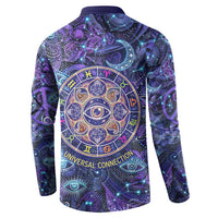 Universal Connection Zodiac Button Sweatshirt Cosmic Eye and Sacred Om Vibration