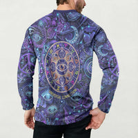 Universal Connection Zodiac Button Sweatshirt Cosmic Eye and Sacred Om Vibration