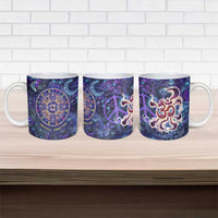 Universal Connection Zodiac Ceramic Mug Cosmic Eye and Sacred Om Vibration