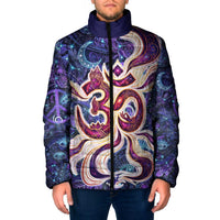 Universal Connection Zodiac Padded Jacket Cosmic Eye and Sacred Om Vibration
