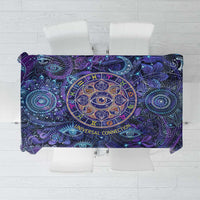 Universal Connection Zodiac Tablecloth Cosmic Eye and Sacred Om Vibration