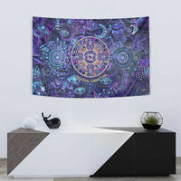 Universal Connection Zodiac Tapestry Cosmic Eye and Sacred Om Vibration