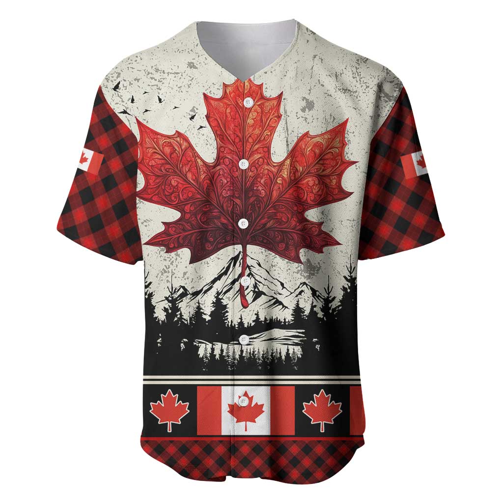 Canada Flag Baseball Jersey Maple Leaf & Plaid Pattern Design