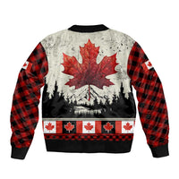 Canada Flag Bomber Jacket Maple Leaf & Plaid Pattern Design