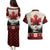 Canada Flag Couples Matching Puletasi and Hawaiian Shirt Maple Leaf & Plaid Pattern Design