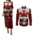 Canada Flag Couples Matching Puletasi and Long Sleeve Button Shirt Maple Leaf & Plaid Pattern Design