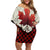 Canada Flag Family Matching Off Shoulder Short Dress and Hawaiian Shirt Maple Leaf & Plaid Pattern Design