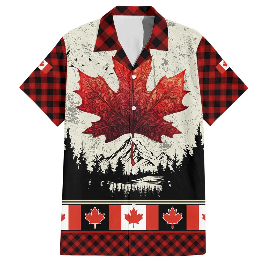 Canada Flag Hawaiian Shirt Maple Leaf & Plaid Pattern Design