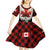 Canada Flag Kid Short Sleeve Dress Maple Leaf & Plaid Pattern Design