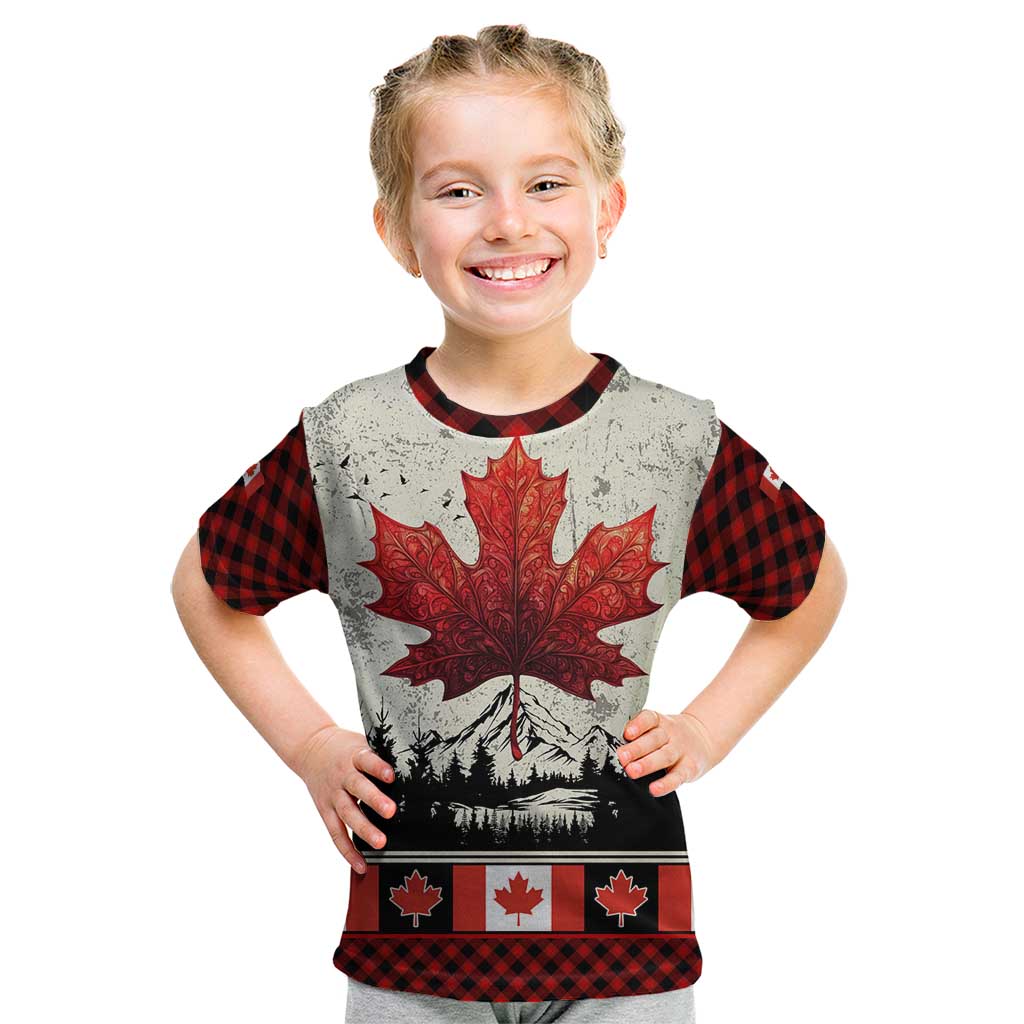 Canada Flag Kid T Shirt Maple Leaf & Plaid Pattern Design