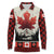 Canada Flag Long Sleeve Polo Shirt Maple Leaf & Plaid Pattern Design