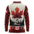 Canada Flag Long Sleeve Polo Shirt Maple Leaf & Plaid Pattern Design