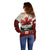 Canada Flag Off Shoulder Sweater Maple Leaf & Plaid Pattern Design