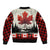 Canada Flag Sleeve Zip Bomber Jacket Maple Leaf & Plaid Pattern Design