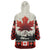 Canada Flag Wearable Blanket Hoodie Maple Leaf & Plaid Pattern Design