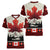 Canada Flag Women V-Neck T-Shirt Maple Leaf & Plaid Pattern Design