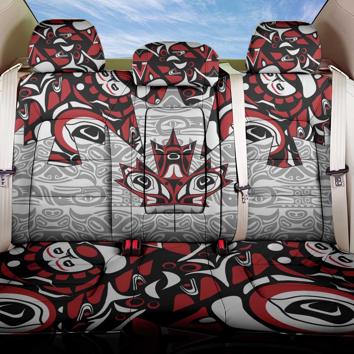 Canada Back Car Seat Cover Haida Art-Inspired Pattern Design