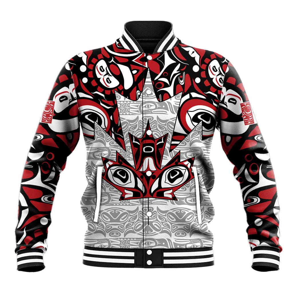 Canada Baseball Jacket Haida Art-Inspired Pattern Design