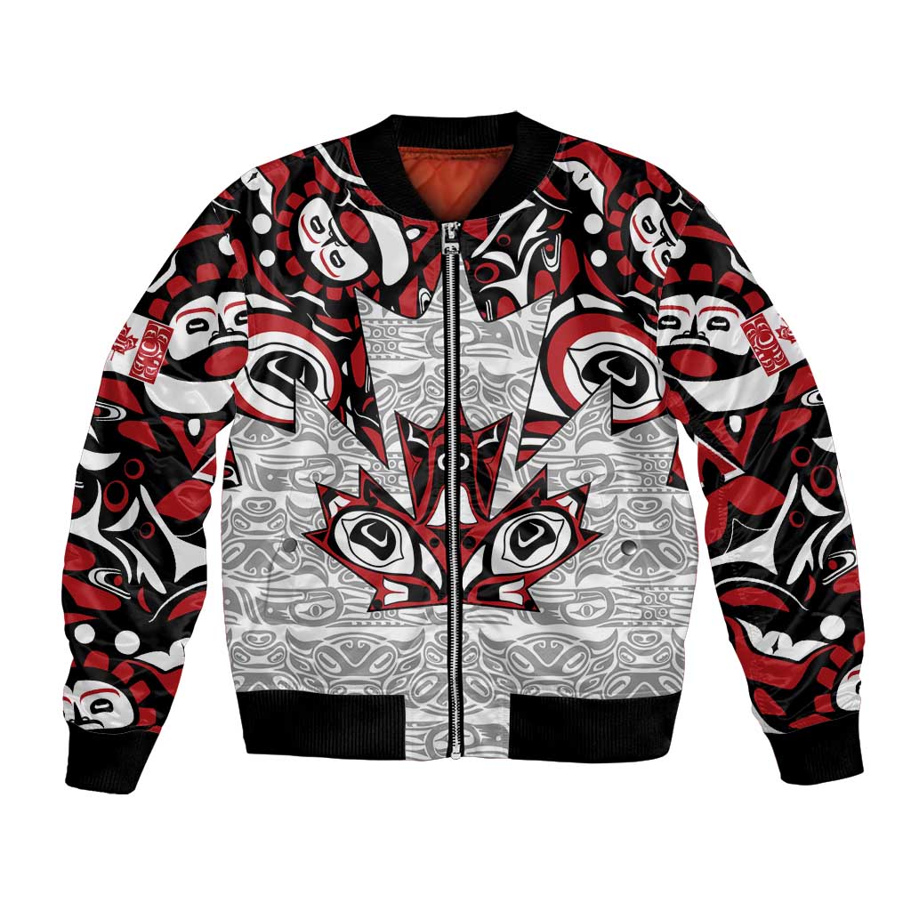 Canada Bomber Jacket Haida Art-Inspired Pattern Design