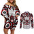 Canada Couples Matching Off Shoulder Short Dress and Long Sleeve Button Shirt Haida Art-Inspired Pattern Design