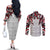 Canada Couples Matching Off The Shoulder Long Sleeve Dress and Long Sleeve Button Shirt Haida Art-Inspired Pattern Design